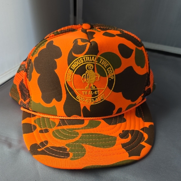 attractive headwear Other - Industrial Tire Corp Orange & Olive Camo Trucker Hat NEW!!